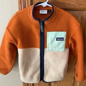 Patagonia Kids Fleece Jacket in Orange and Mint